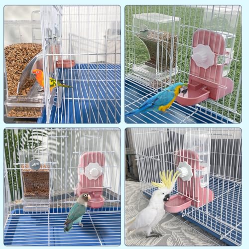 Lemtrflo No Mess Bird Feeder Water Dispenser Set, Automatic Bird Feeder - color: pink