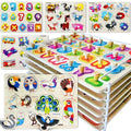 Wooden Puzzles for Toddlers 1-3 - 6X Set Toddler Puzzles Ages 2-4 with Rack - color: Set of 6
