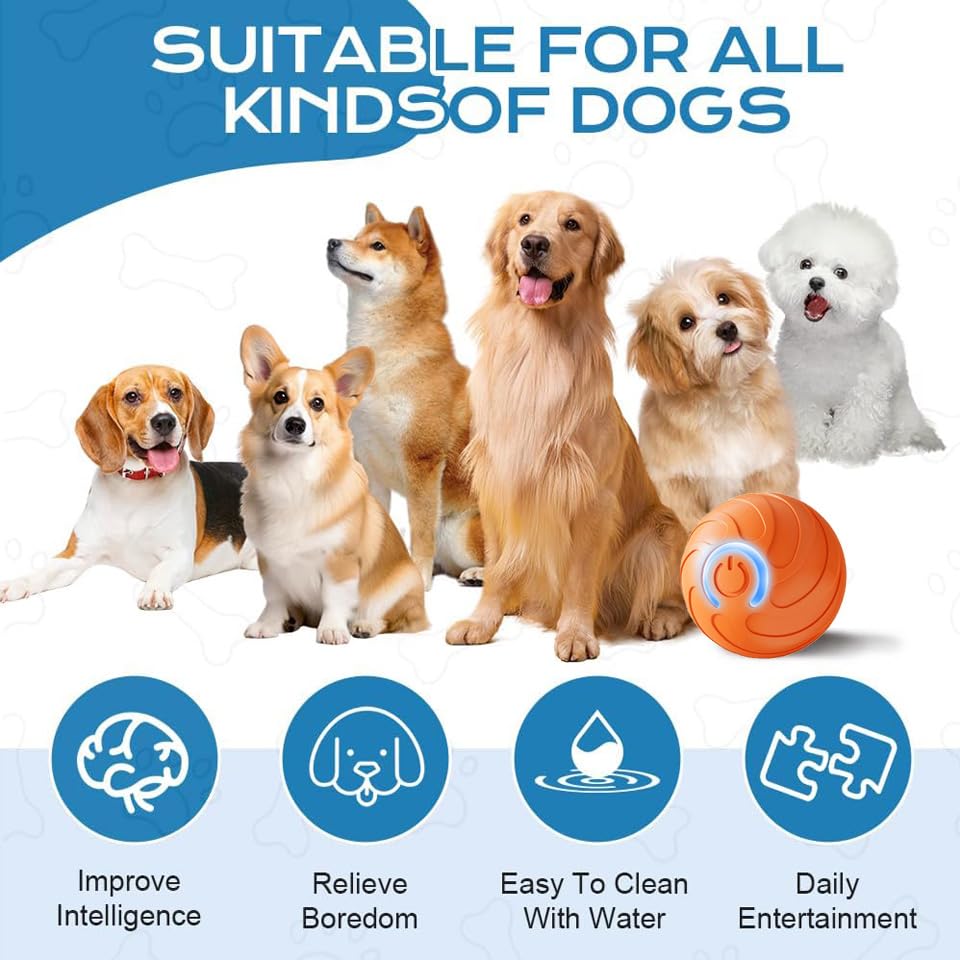 Smart Jumping Ball for Dogs,Duraspin Dog Bouncing Ball,Automatic Rolling,Interactive Bouncing Toys for Small Dogs,Dog, Blue - color: A-Blue