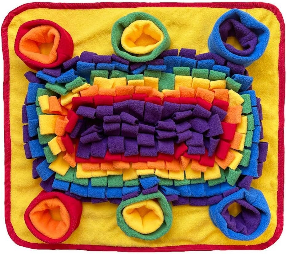 Interactive Dog Snuffle Mat for Mental Stimulation and Enrichment for Dogs, Pigs, Rabbits, and Other Pets (Rainbow) - color: Rainbow