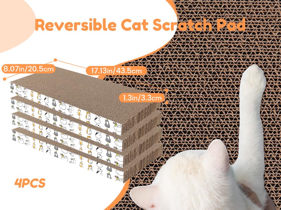 PatiencET Cat Scratch Pad with Box, 4 Pack Cardboard Scratcher Lounge Bed - size: Flat with Box - 4 Pack