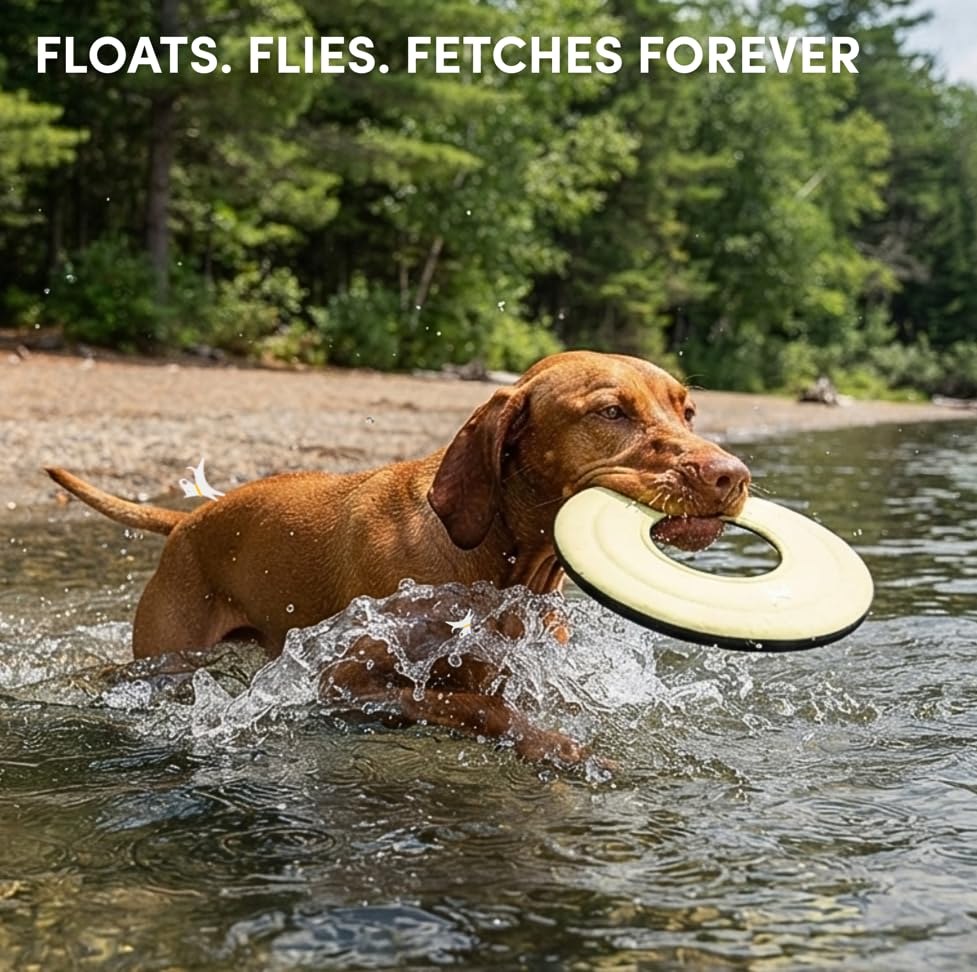 OllyDog Mini Super Flyer, Dog Flying Disc – Floating Fetch Toy, Soft on Teeth, Eco-Friendly Recycled Material, Lightweight, for Small & Medium Dogs (Sol, 9") - color: Sol