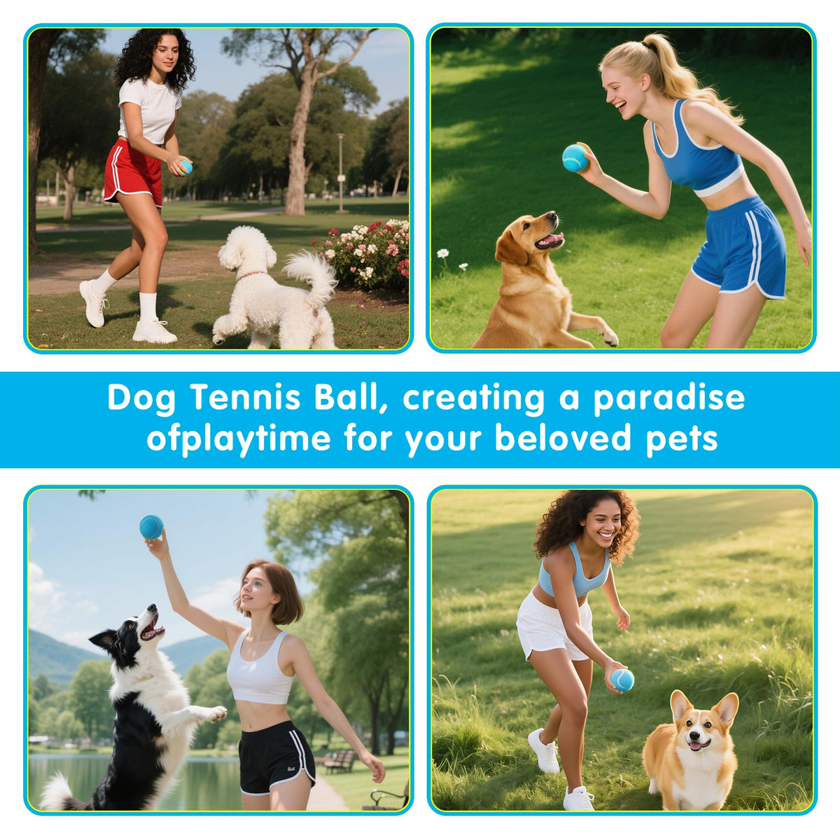 PHOEPET 6-Pack Tennis Balls for Beginner Training Practice- Bulk Dog Balls - color: Blue-6 Pack, size: Medium 2.5"- 6 Pack
