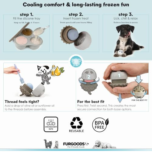 FURSICLE Pro Frozen Dog Treat Toy, Fillable Enrichment Lick Ball with Tray - color: Fursicle - Reinforced Pro