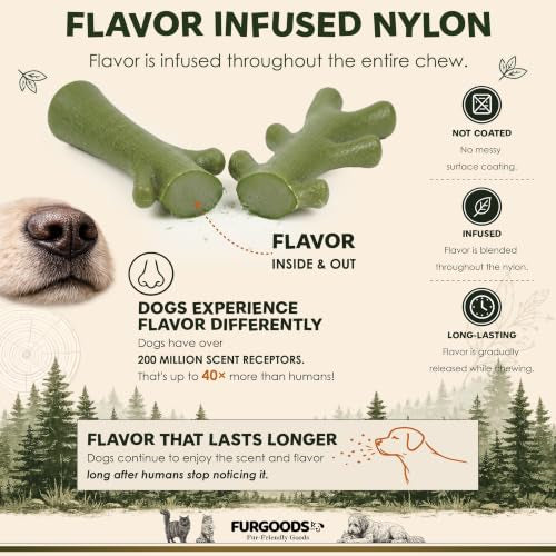 FURBONE Flavored Nylon Dog Chew Toys 4 Pack, Bones for Small & Medium Dogs - color: Furbone - Forest 4 Pack