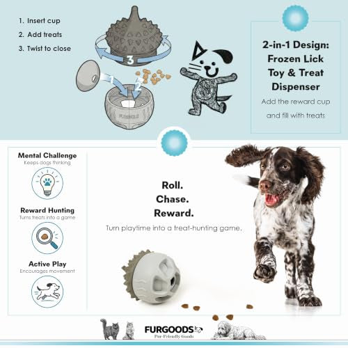 FURSICLE Pro Frozen Dog Treat Toy, Fillable Enrichment Lick Ball with Tray - color: Fursicle - Reinforced Pro