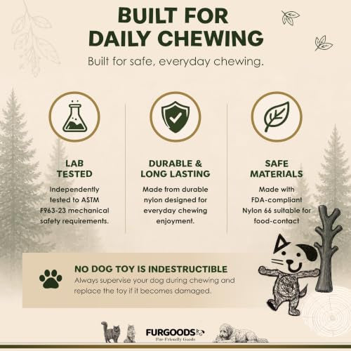 FURBONE Flavored Nylon Dog Chew Toys 4 Pack, Bones for Small & Medium Dogs - color: Furbone - Forest 4 Pack